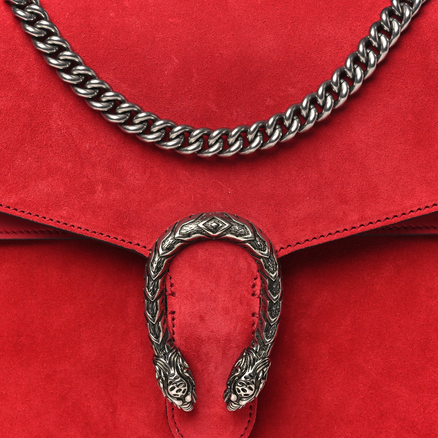 Gucci Suede Vitello Velvet Medium Dionysus Shoulder Bag Vulcanic Red 8 of 10