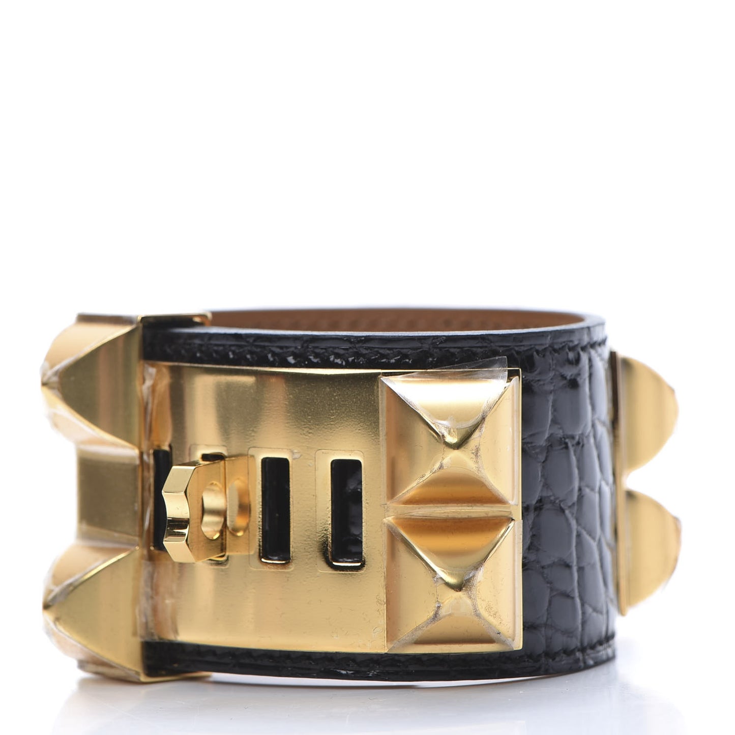 Shiny Alligator Collier De Chien CDC Bracelet T2 Black