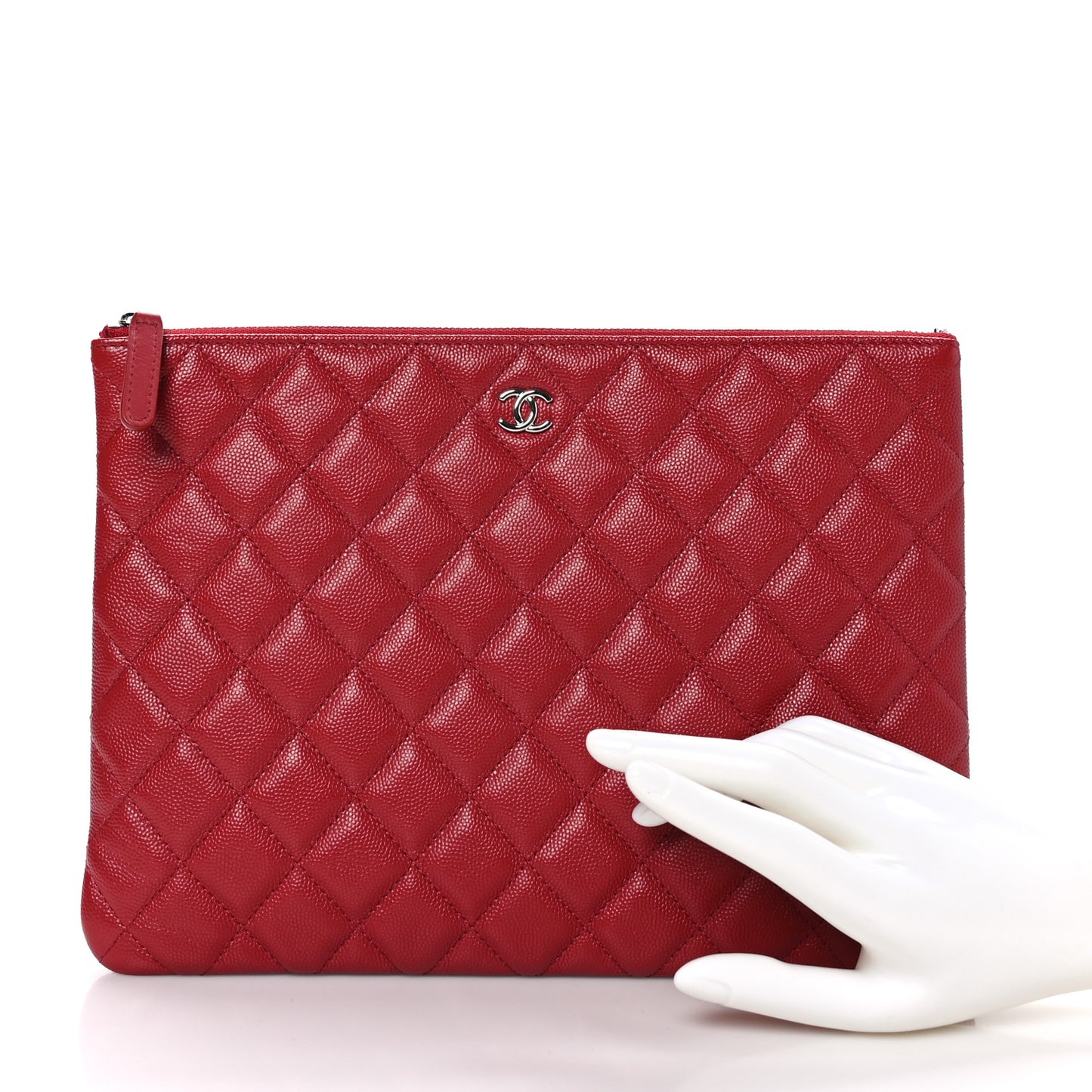 Caviar Quilted Medium Cosmetic Case Red