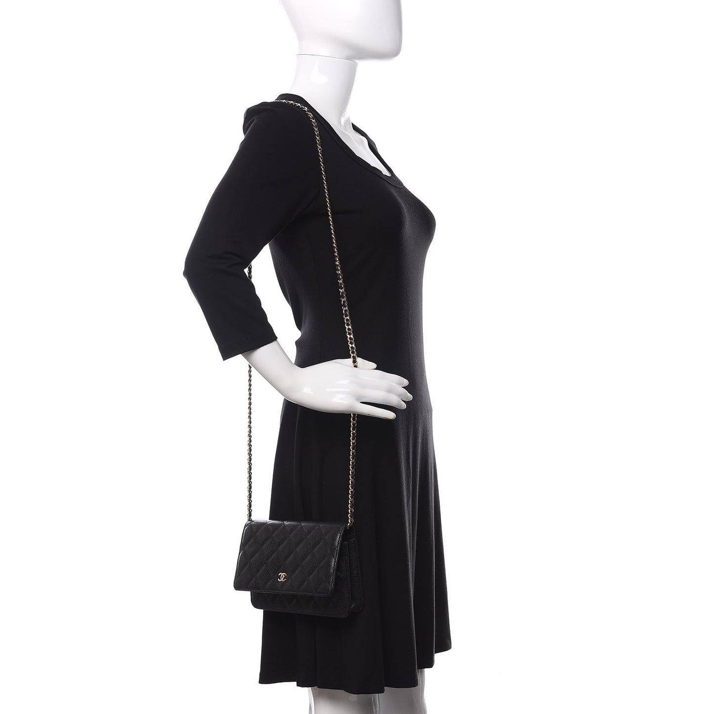 Caviar Quilted Wallet On Chain WOC Black