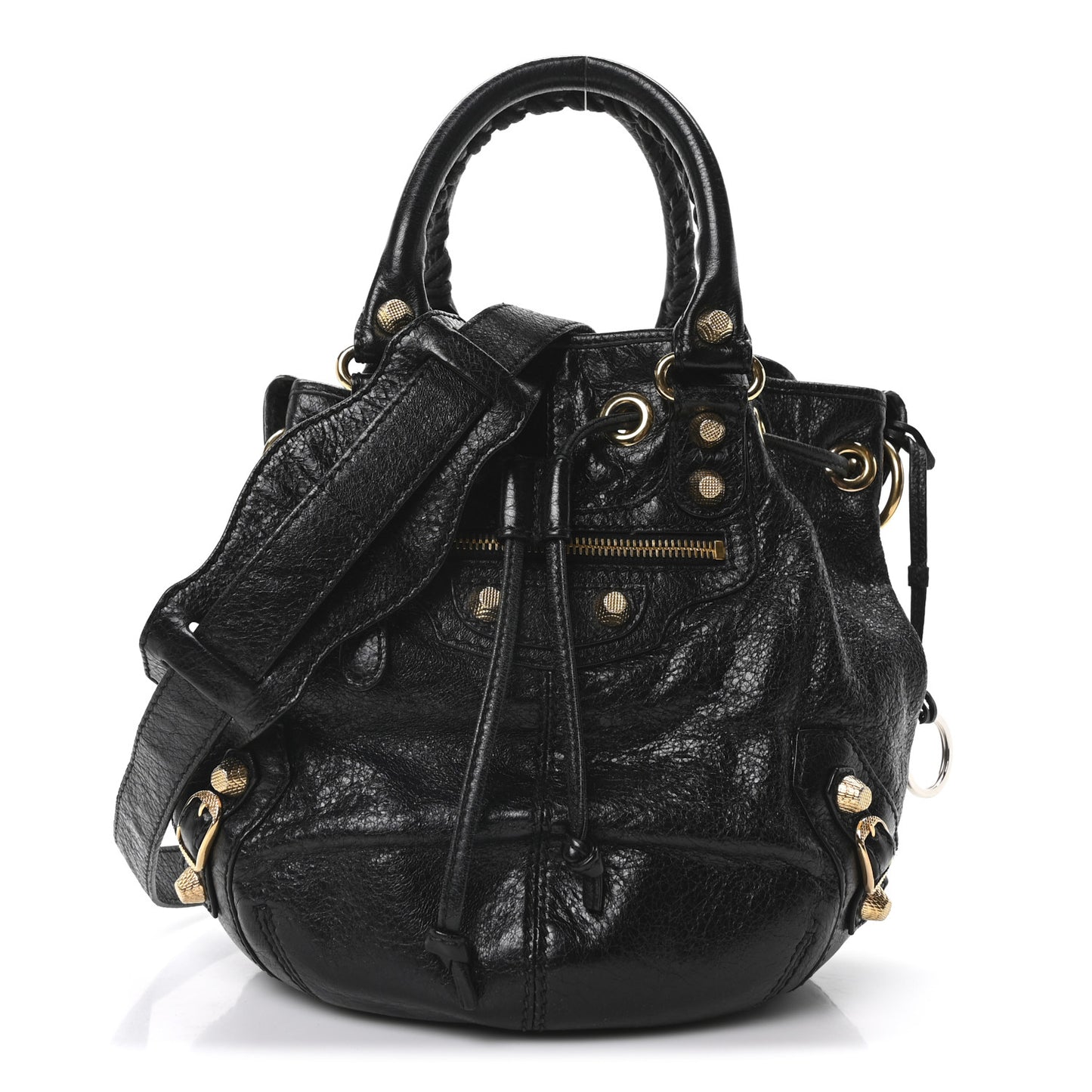 Agneau Giant 12 Gold Hardware Mini Pompon Black
