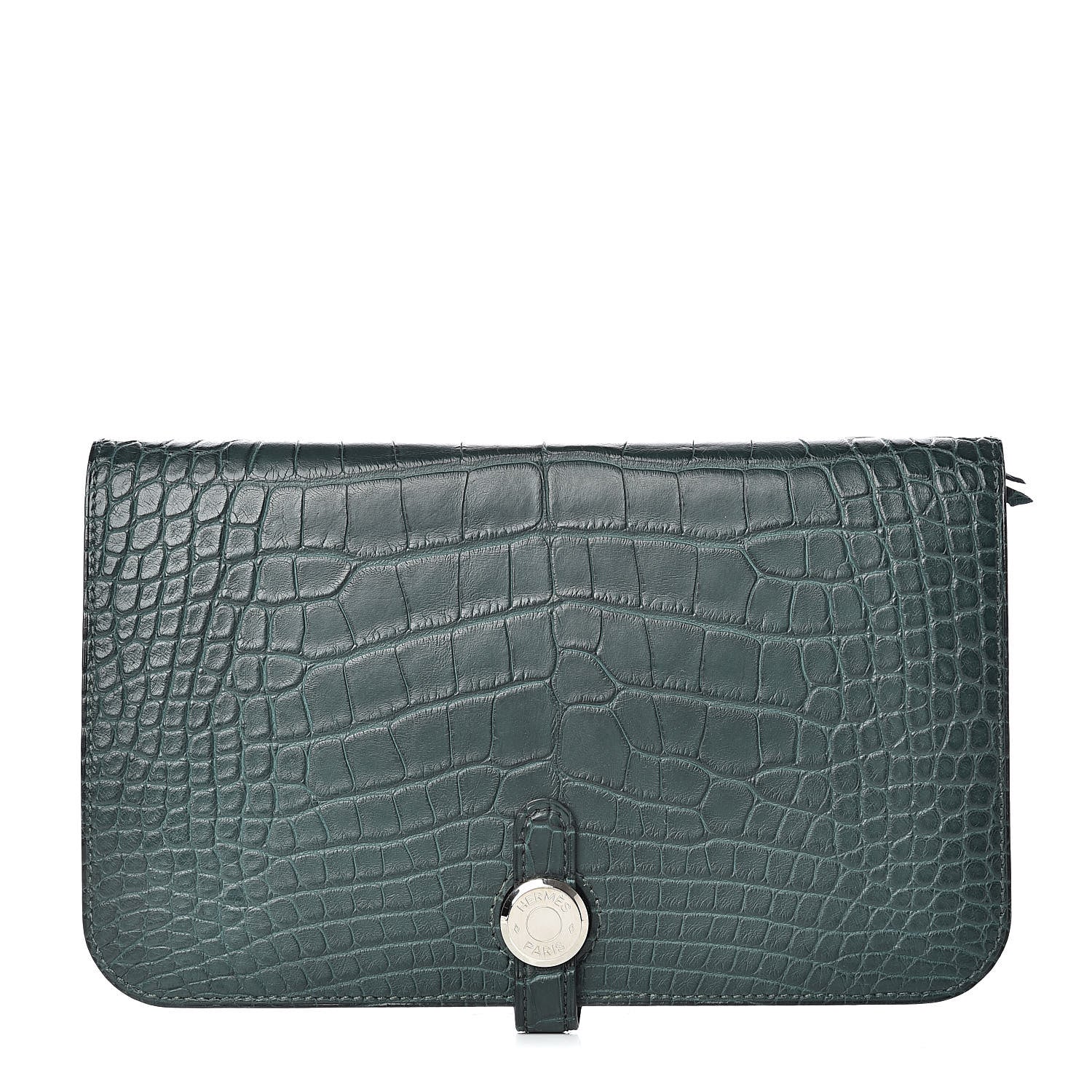 Hermes Matte Alligator Dogon Combined Wallet Vert Fonce 1 of 12