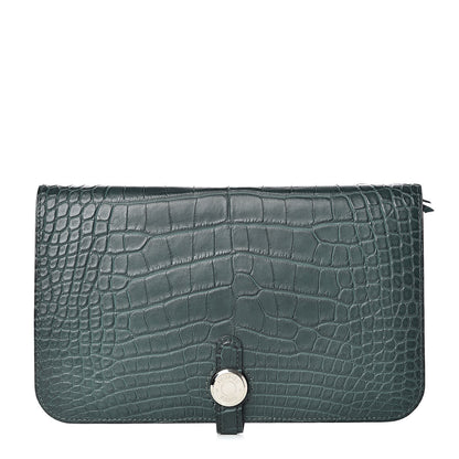 Hermes Matte Alligator Dogon Combined Wallet Vert Fonce 1 of 12
