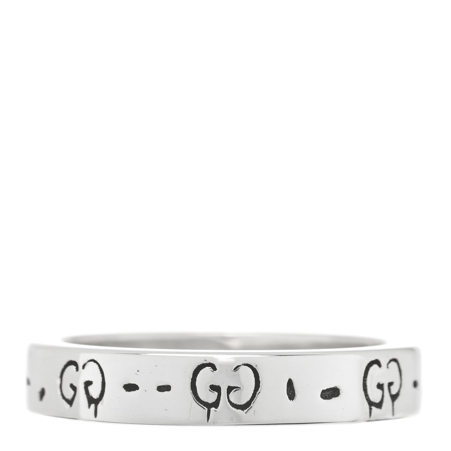 Gucci Sterling Silver Narrow GucciGhost Hamlet Skull Ring 55 7.25 3 of 4