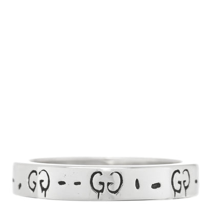 Gucci Sterling Silver Narrow GucciGhost Hamlet Skull Ring 55 7.25 3 of 4