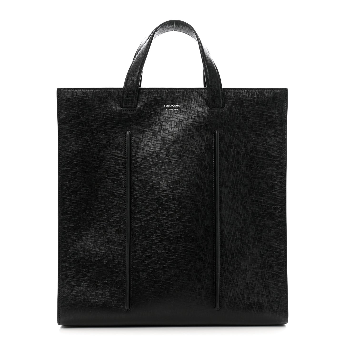 Hammered Calfskin Rib Tote Black