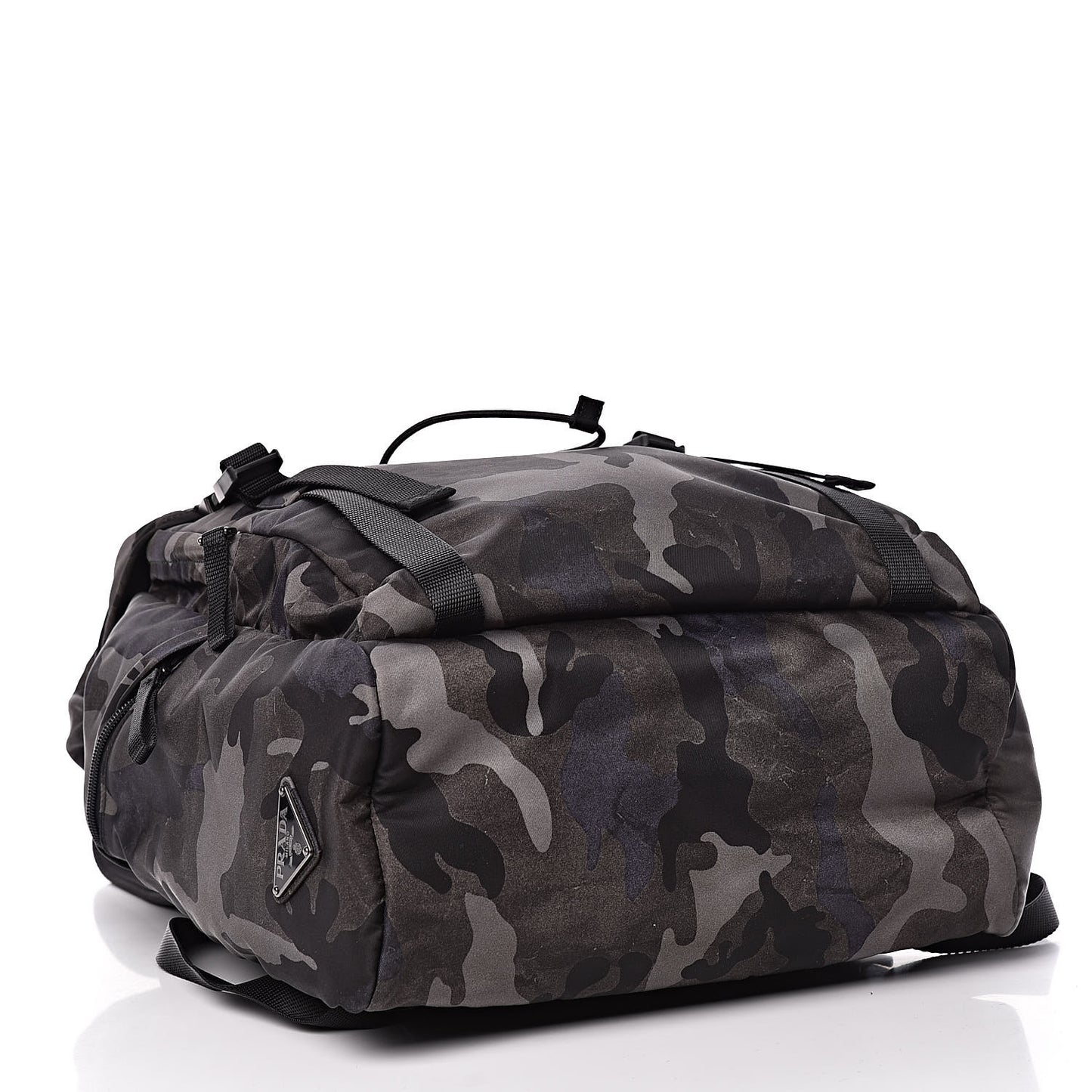 Tessuto Nylon Camouflage Print Double Buckle Backpack Fumo