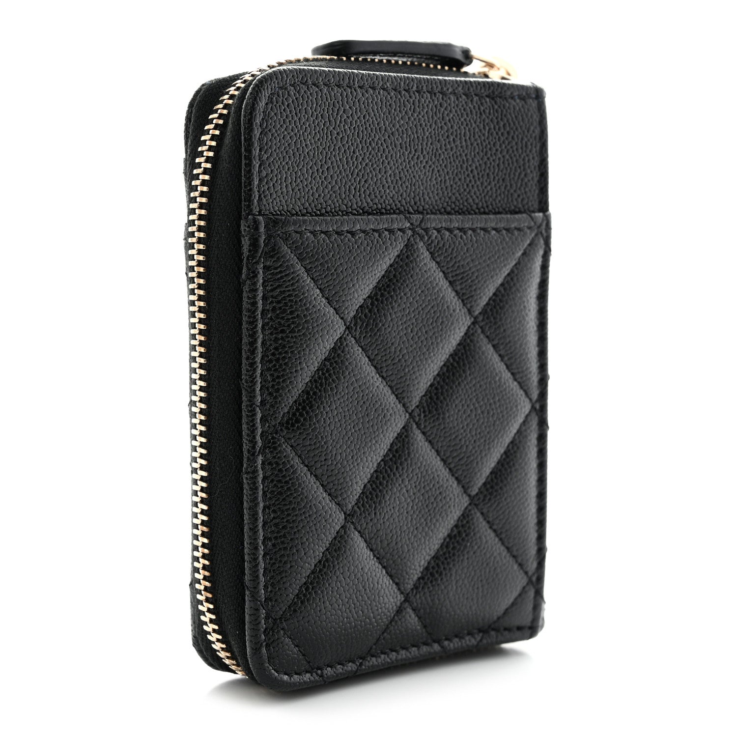 Chanel Caviar Quilted Studded CC Zip Card Holder Black 3 of 8