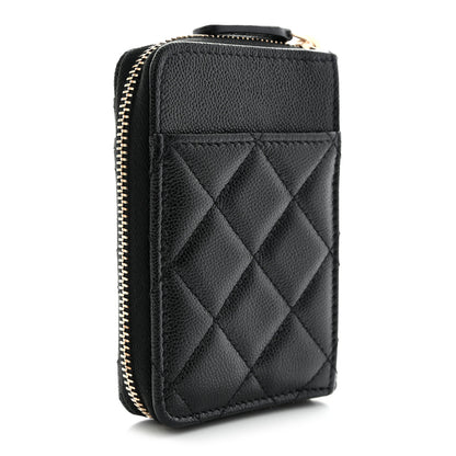 Chanel Caviar Quilted Studded CC Zip Card Holder Black 3 of 8