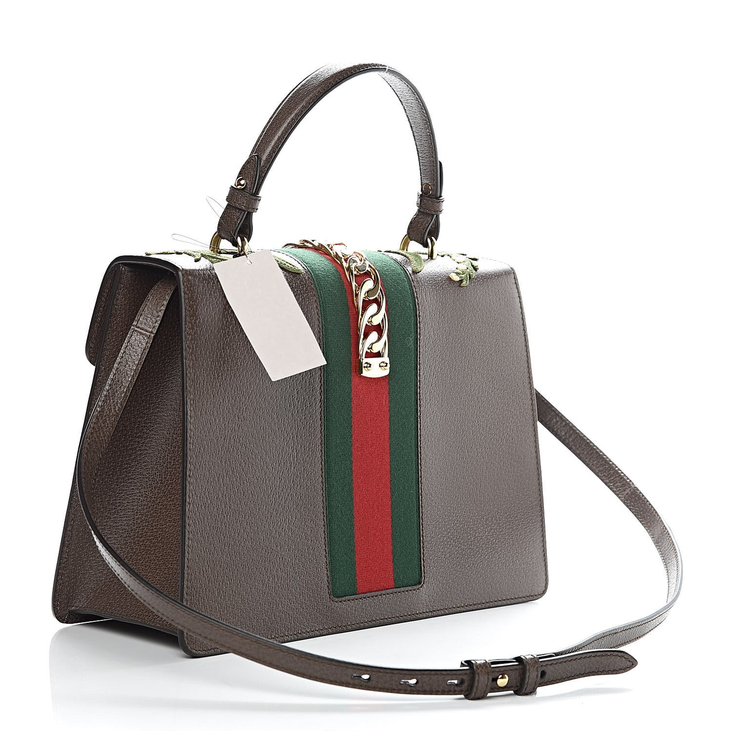Calfskin Embroidered Medium Sylvie Top Handle Bag New Acero Multicolor