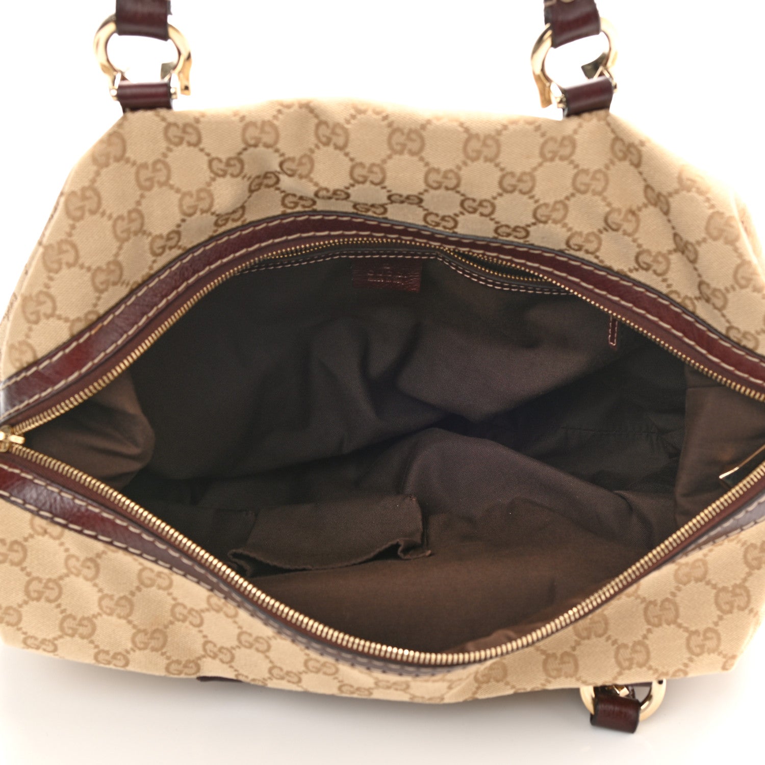 Gucci Monogram Horsebit Nail Medium Boston Brown 4 of 9