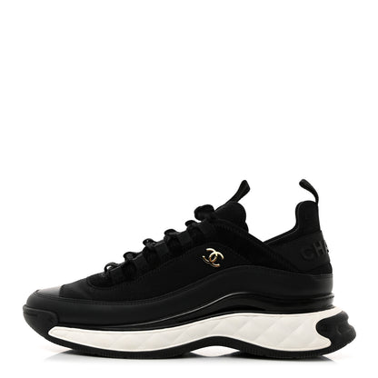 Chanel Velvet Calfskin Mixed Fibers CC Sneakers 42 Black 1 of 9