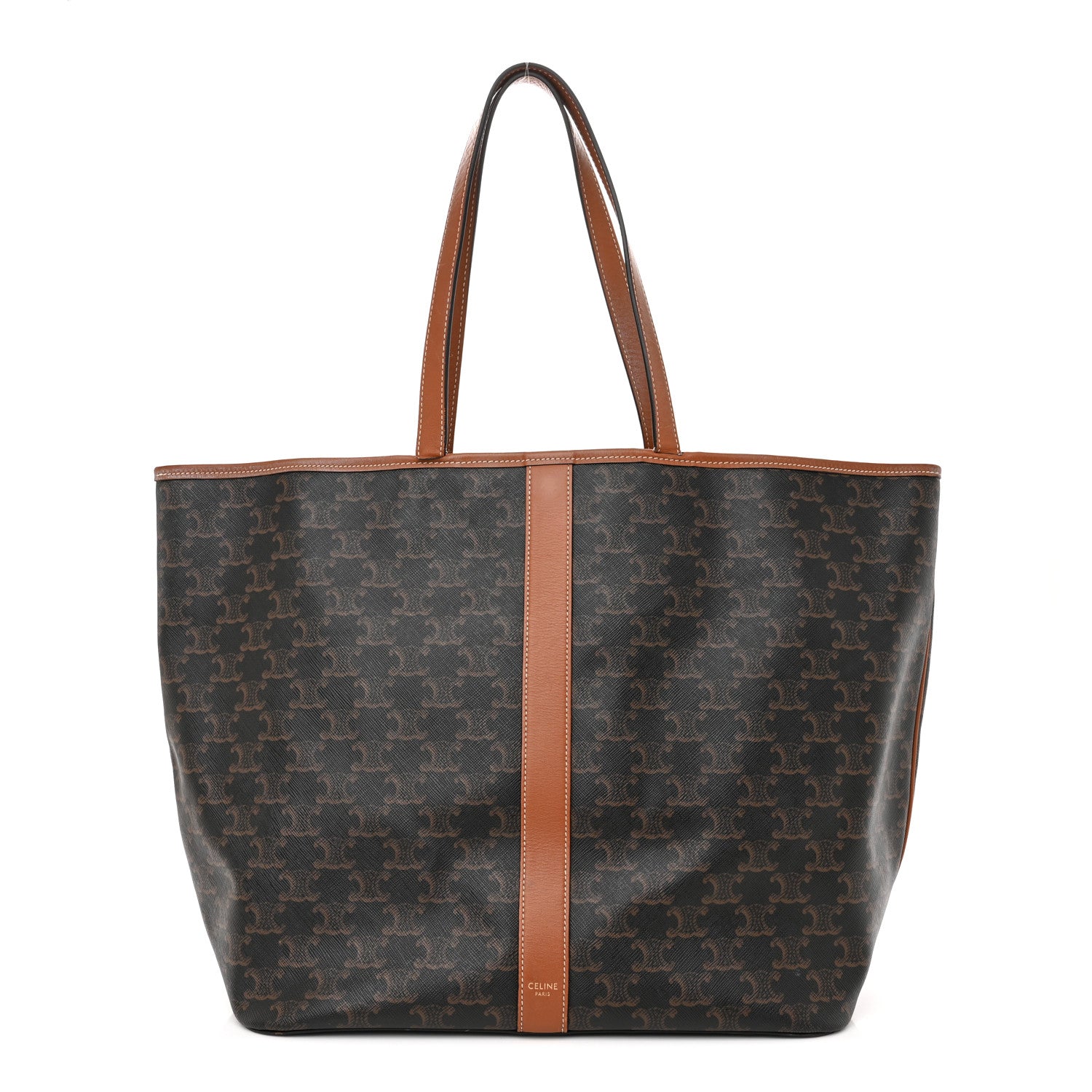 Celine Triomphe Canvas Calfskin Medium Cabas Bag Tan 1 of 19