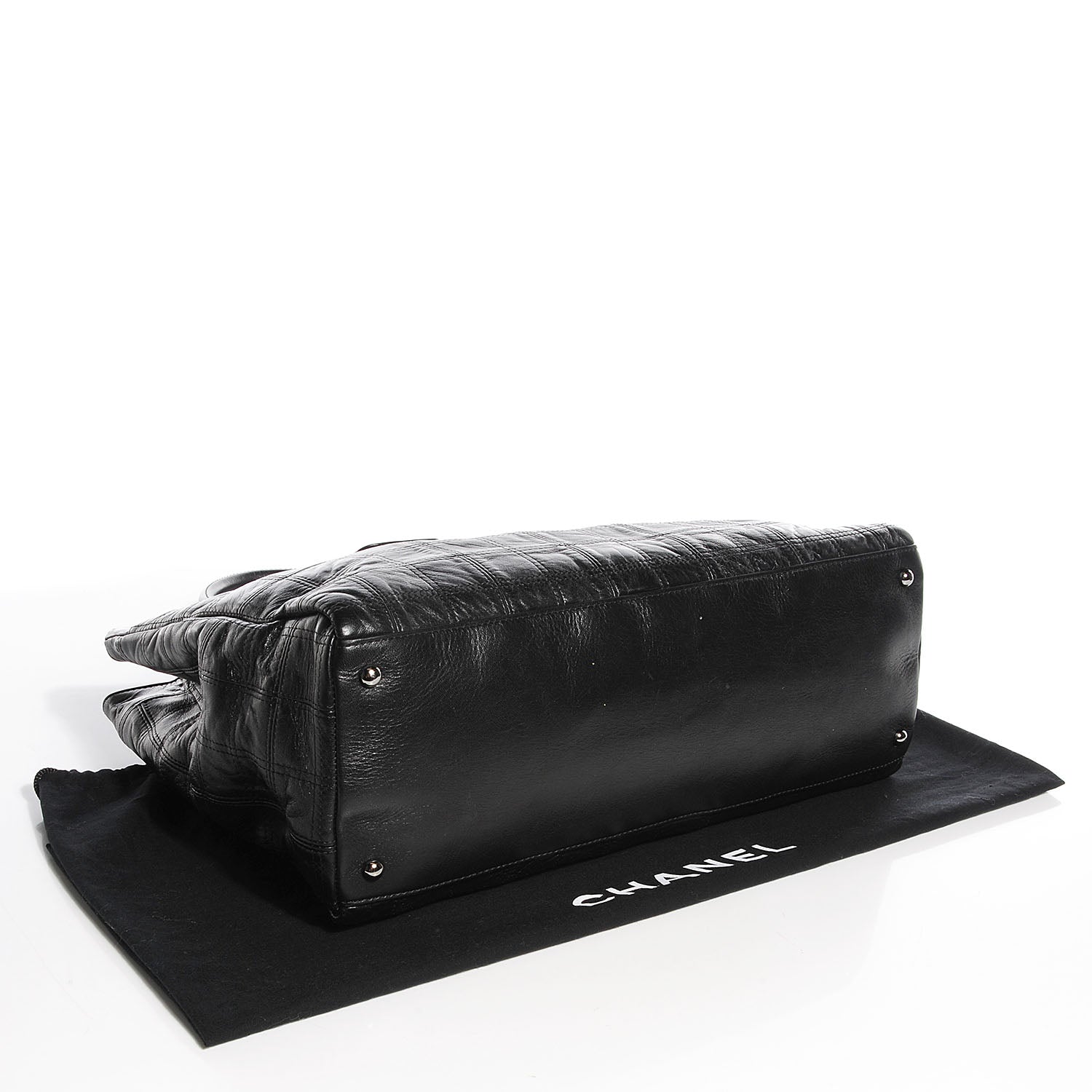 Chanel Lambskin Square Stitched Lax Shopping Tote Black 4 of 7