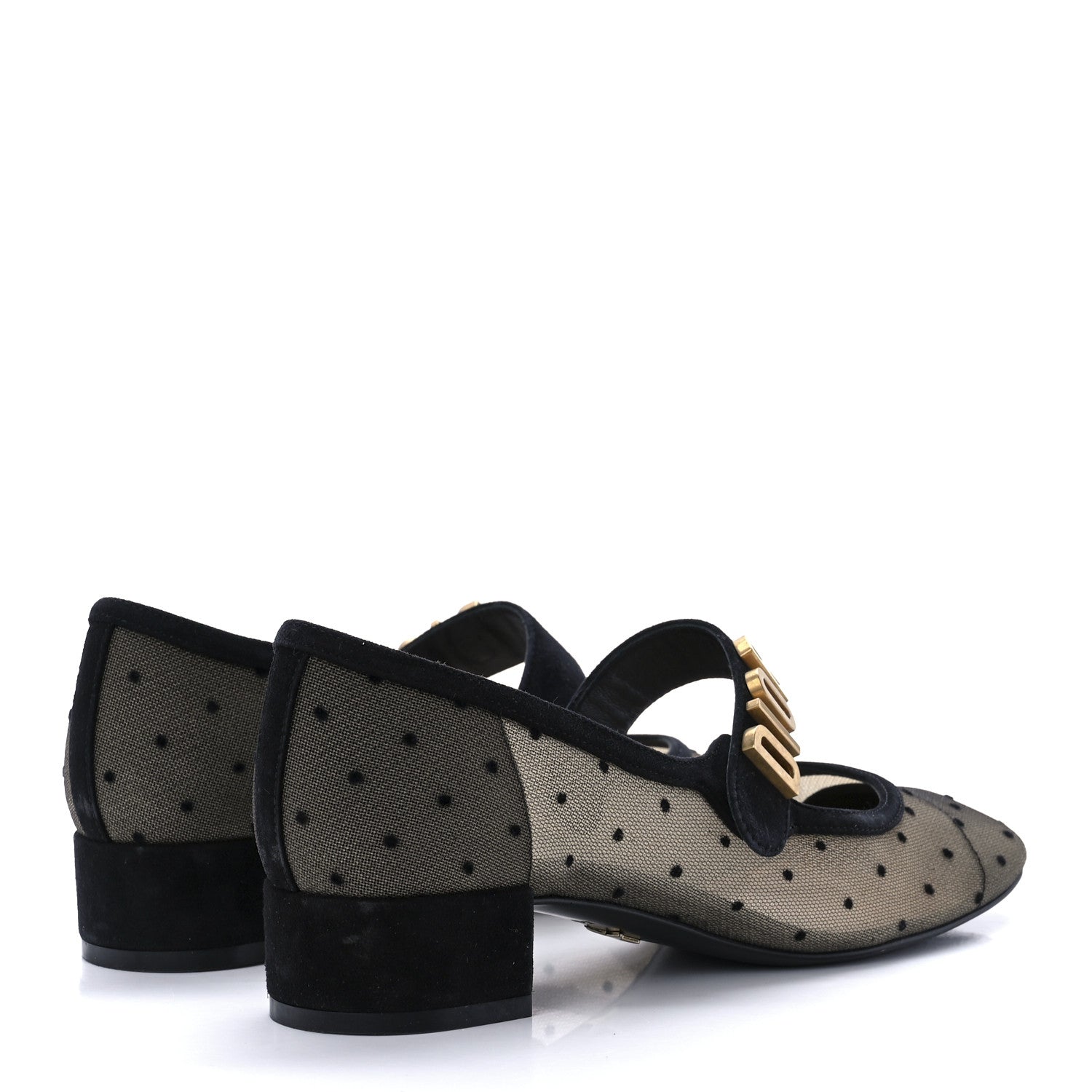 Christian Dior Mesh Plumetis Suede Baby-D Ballet Pumps 35 Black 4 of 7