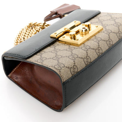 Gucci GG Supreme Monogram Calfskin Small Padlock Shoulder Bag Beige Black Cuir 11 of 16
