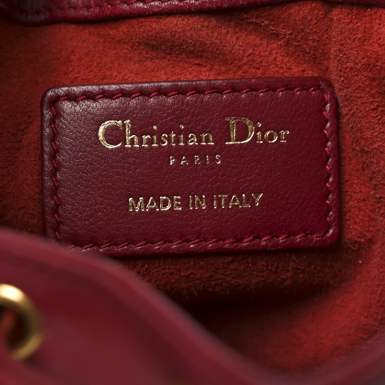 Christian Dior Lambskin Cannage Miss Dior Bucket Bag Cherry Red 6 of 10