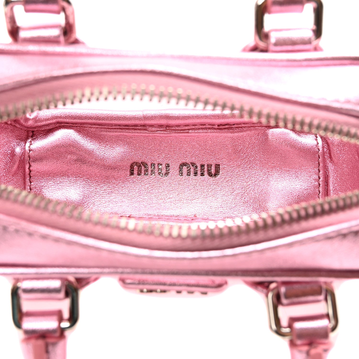 Miu Miu Metallic Nappa Plexi Vinyl Mini Top Handle Crossbody Rosa Mordore 5 of 9