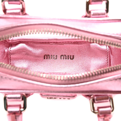 Miu Miu Metallic Nappa Plexi Vinyl Mini Top Handle Crossbody Rosa Mordore 5 of 9