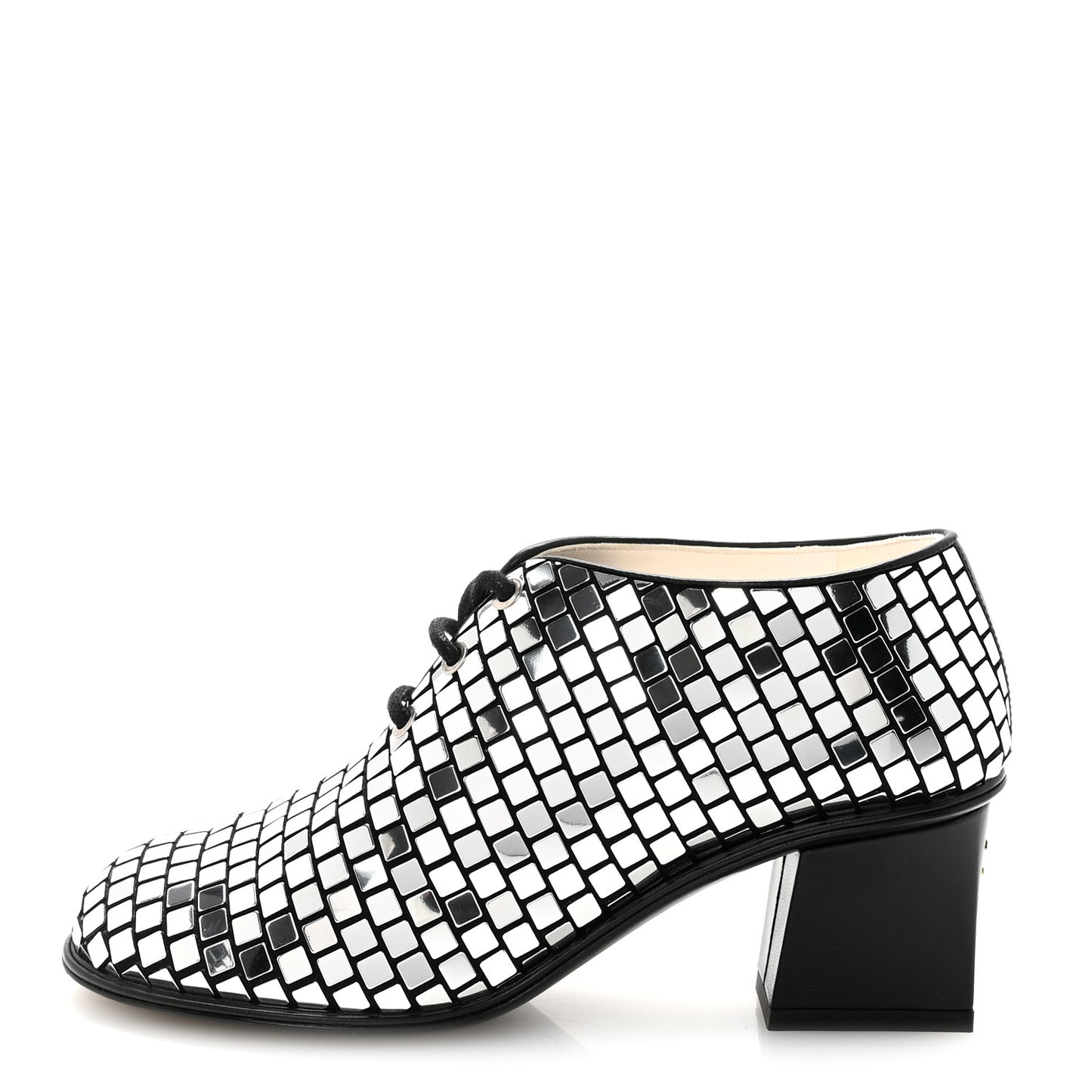 Mirror Facets Lace Up Boots 36.5 Silver
