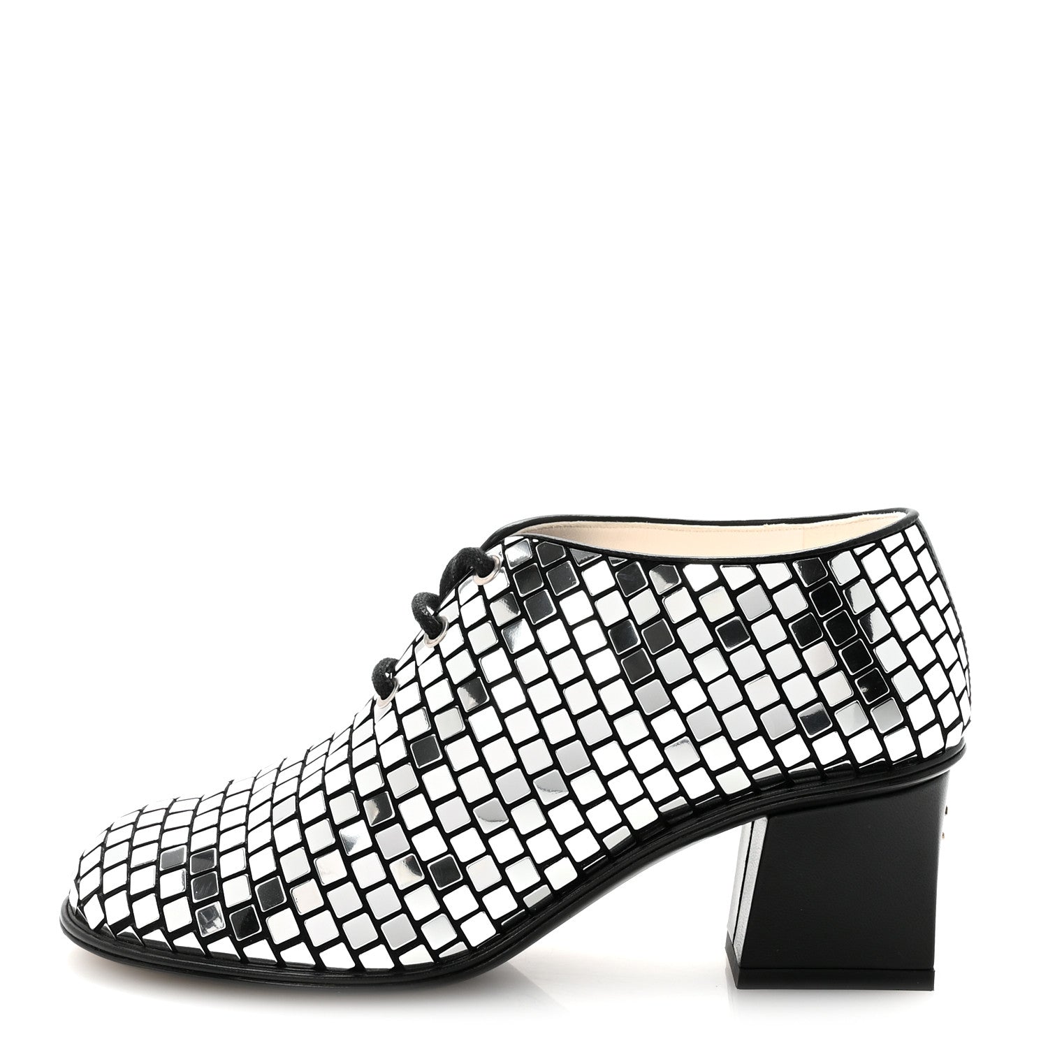 Chanel Mirror Facets Lace Up Boots 36.5 Silver 1 of 20