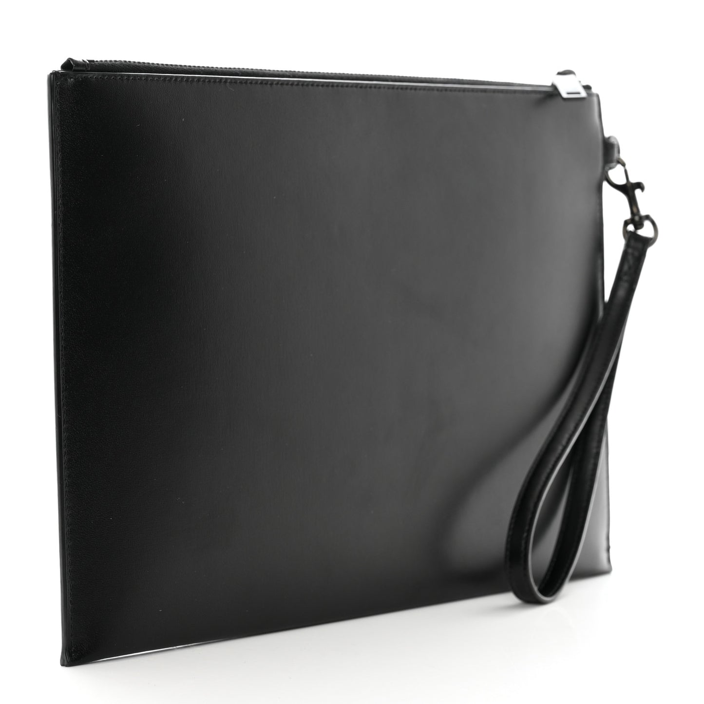 Shiny Calfskin Monogram Zipped Tablet Holder Black