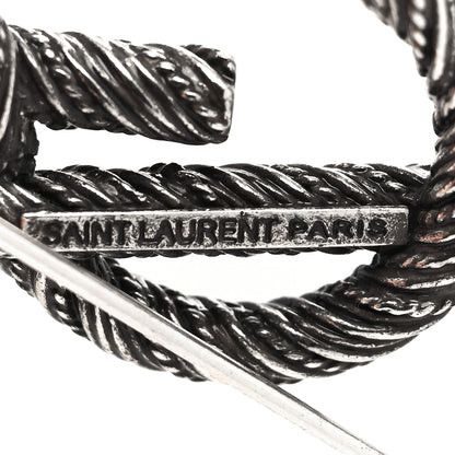 Saint Laurent Brass Cassandre Opyum YSL Twisted Brooch Silver 3 of 3