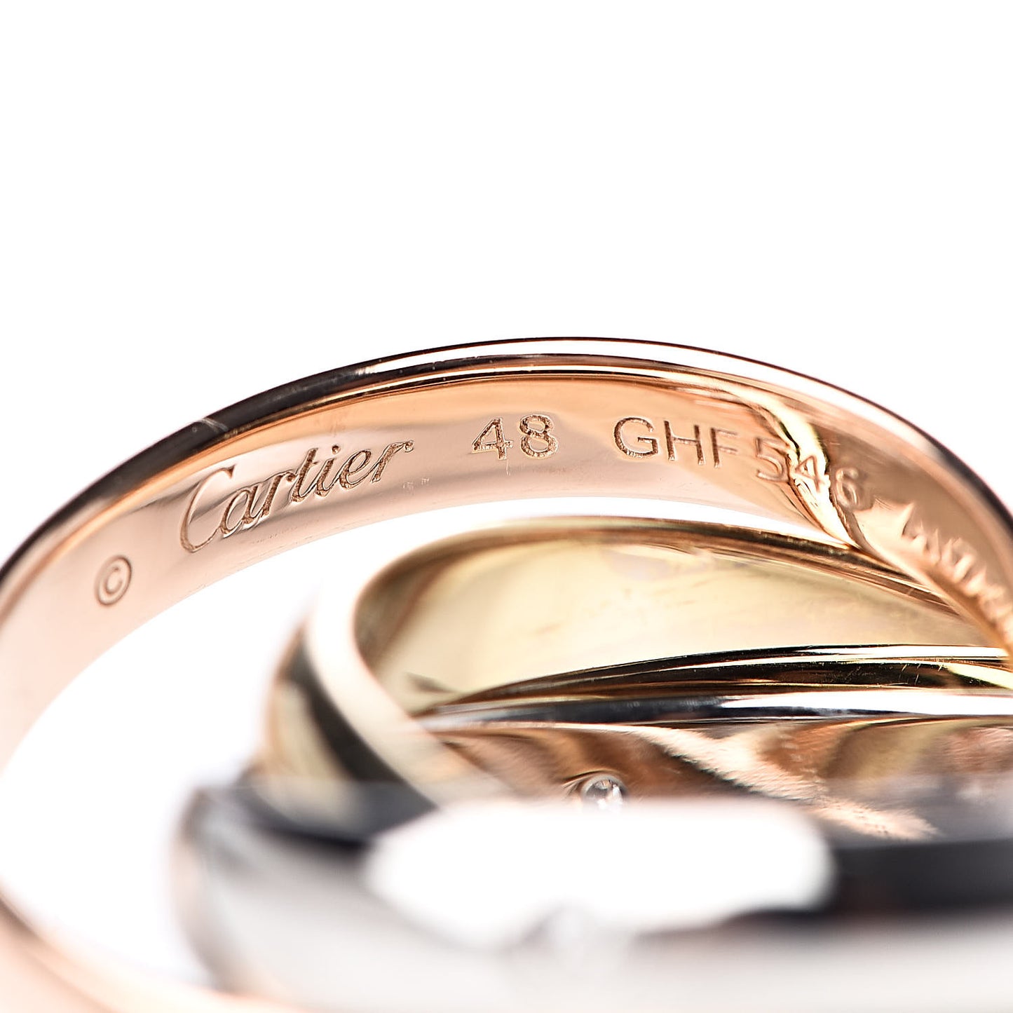 18K Pink Yellow White Gold Diamond Classic Trinity Ring 48 4.5