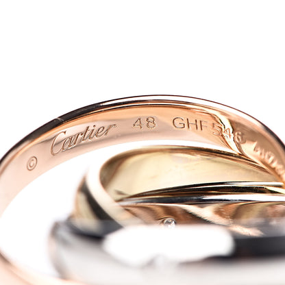Cartier 18K Pink Yellow White Gold Diamond Classic Trinity Ring 48 4.5 4 of 6