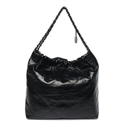 Chanel Shiny Calfskin Quilted Large Chanel 22 So Black 1 of 11