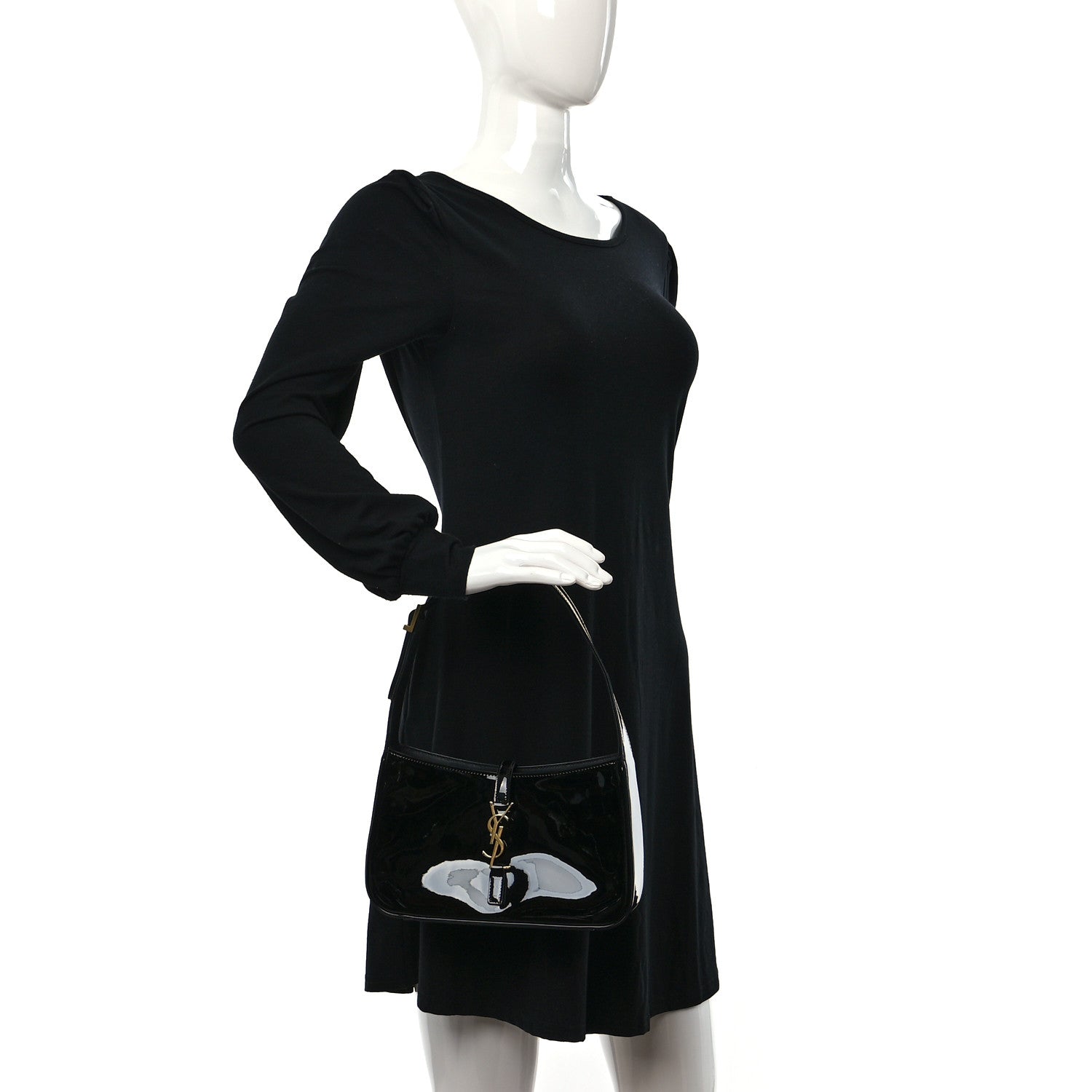 Saint Laurent Patent Le 5 A 7 Hobo Black 2 of 9