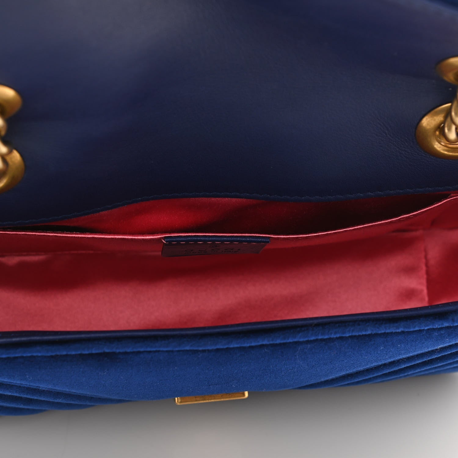 Gucci Velvet Matelasse Mini GG Marmont Shoulder Bag Cobalt Blue 5 of 10