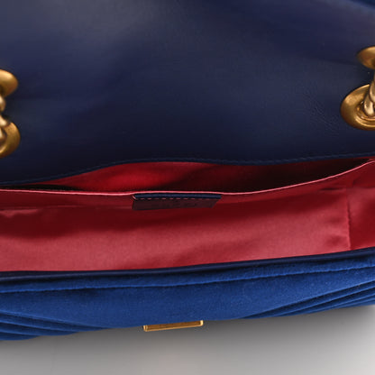 Gucci Velvet Matelasse Mini GG Marmont Shoulder Bag Cobalt Blue 5 of 10