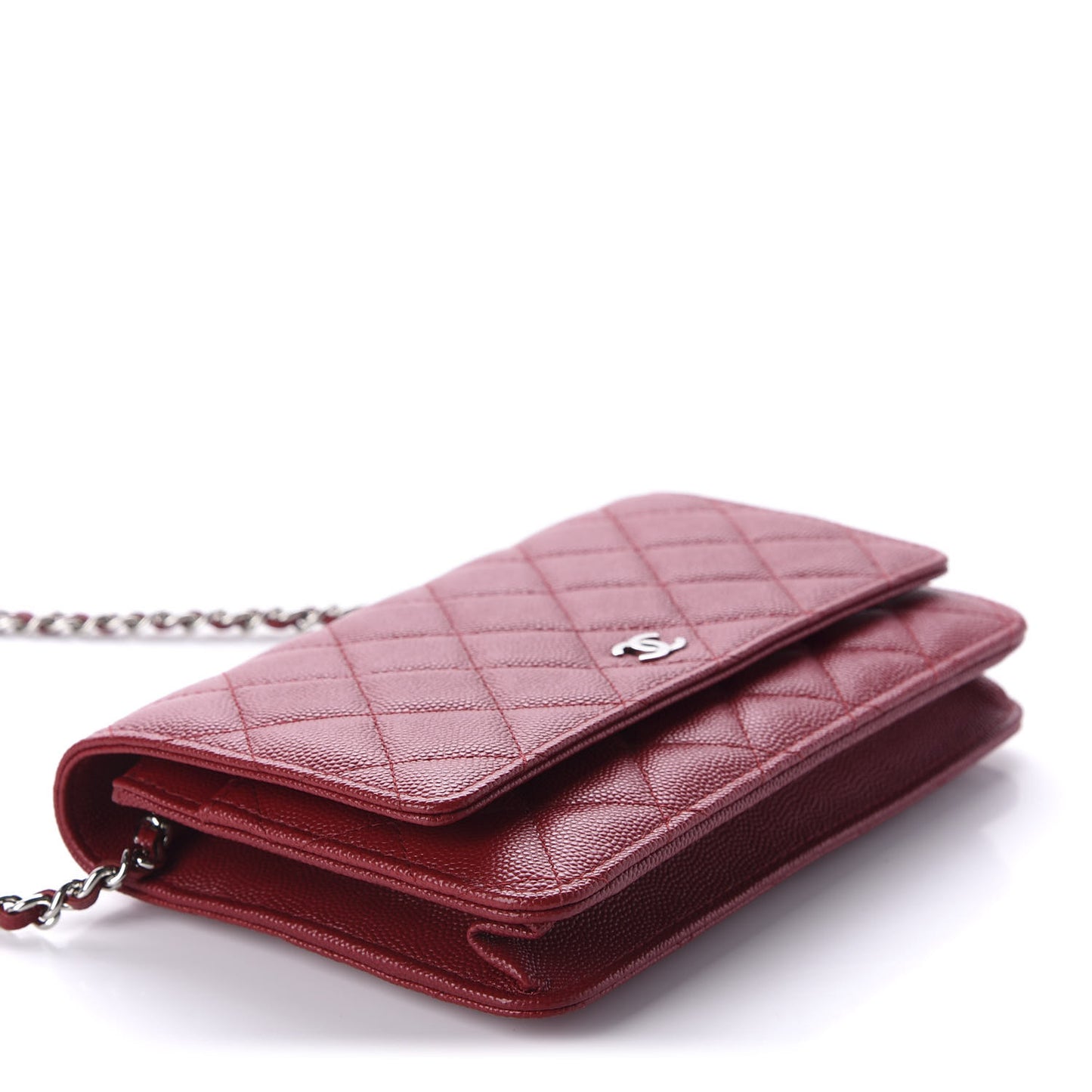 Caviar Quilted Wallet on Chain WOC Red