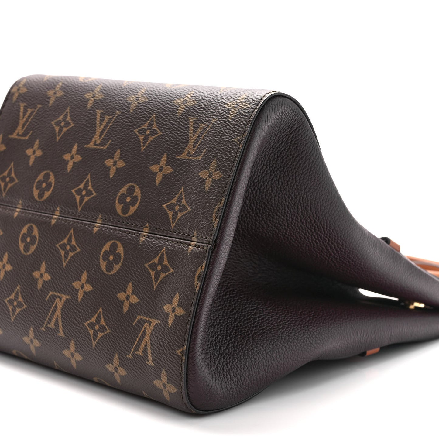 Calfskin Monogram Fold Tote MM Black Wine Cream
