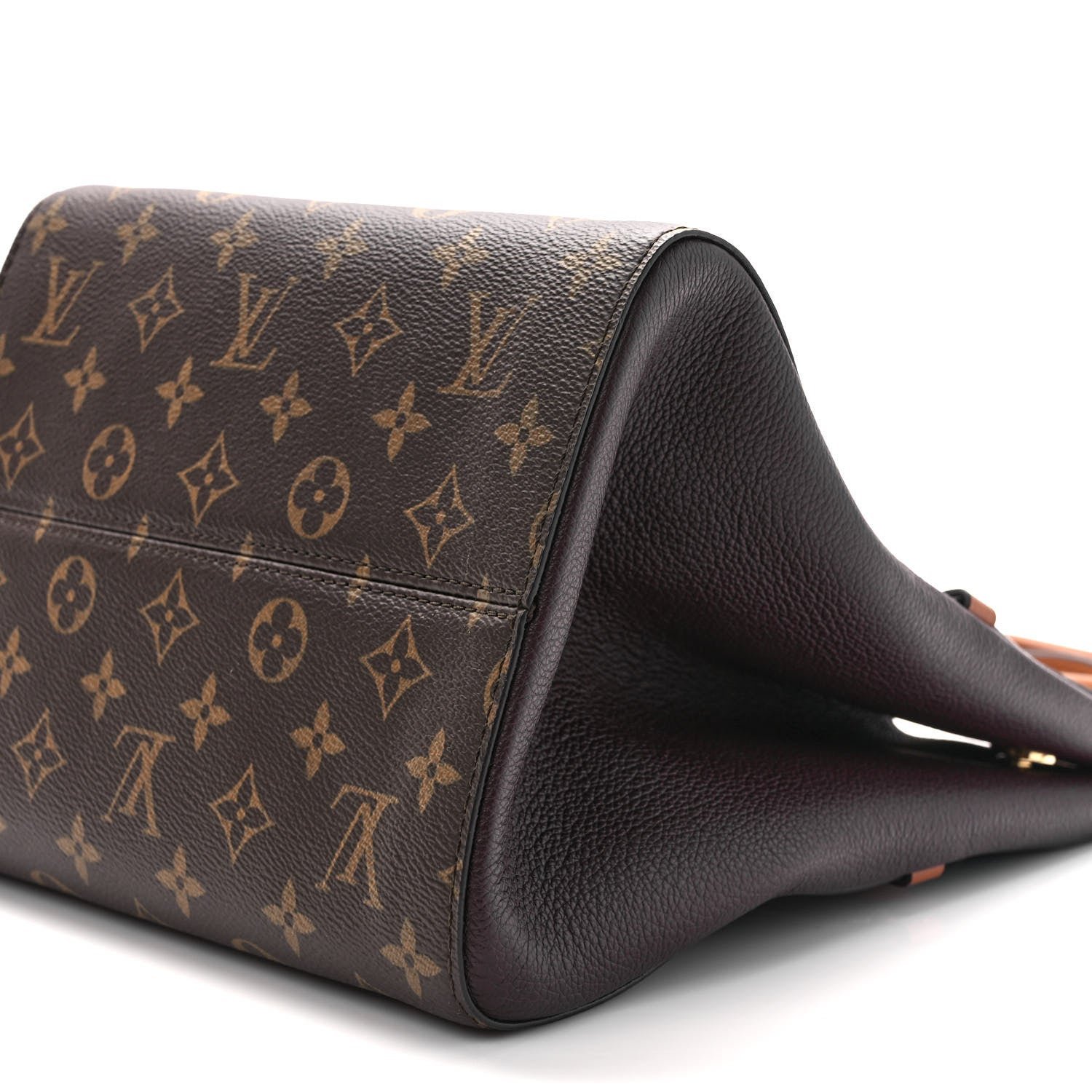 Louis Vuitton Calfskin Monogram Fold Tote MM Black Wine Cream 8 of 11