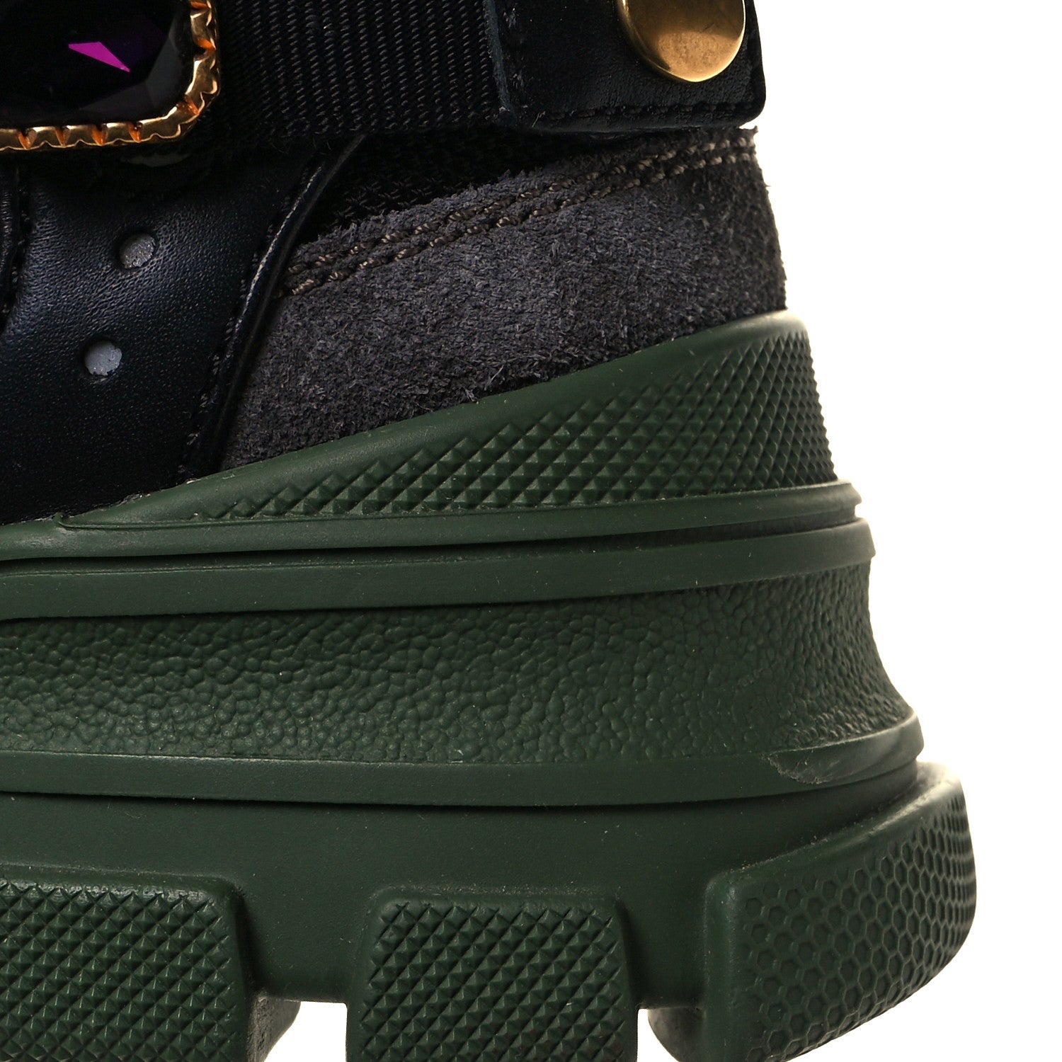 Gucci X SEGA Mesh Suede Calfskin Removable Crystals Flashtrek Sneakers 37.5 Loess Black Olive Green 6 of 7