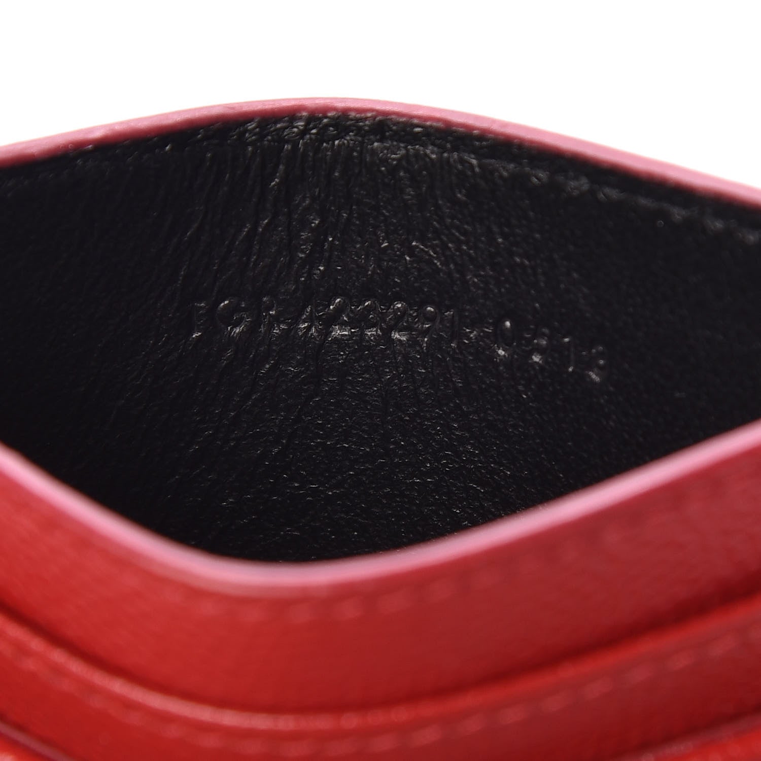 Saint Laurent Grain De Poudre Matelasse Chevron Monogram Credit Card Case Red 7 of 7
