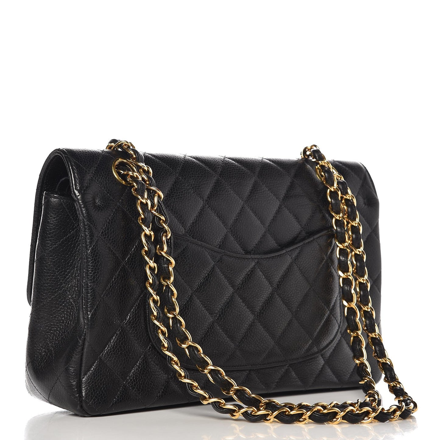 Caviar Quilted Medium Double Flap Black