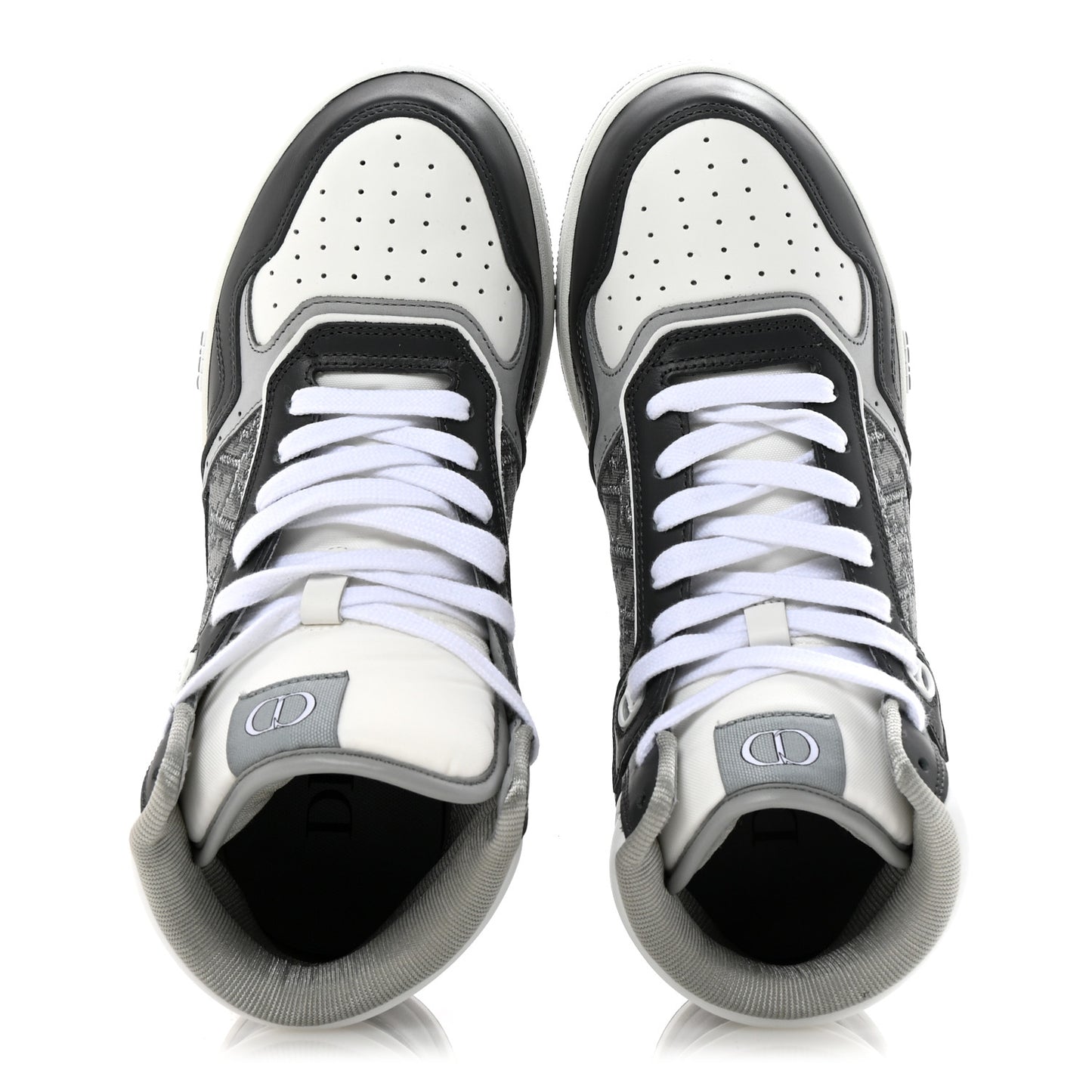 Smooth Calfskin Jacquard Oblique Mens B27 High Top Sneakers 40 Grey