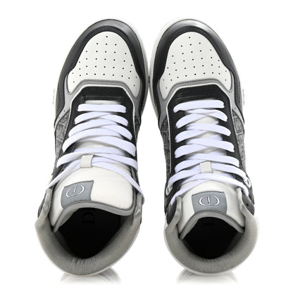 Christian Dior Smooth Calfskin Jacquard Oblique Mens B27 High Top Sneakers 40 Grey 2 of 9