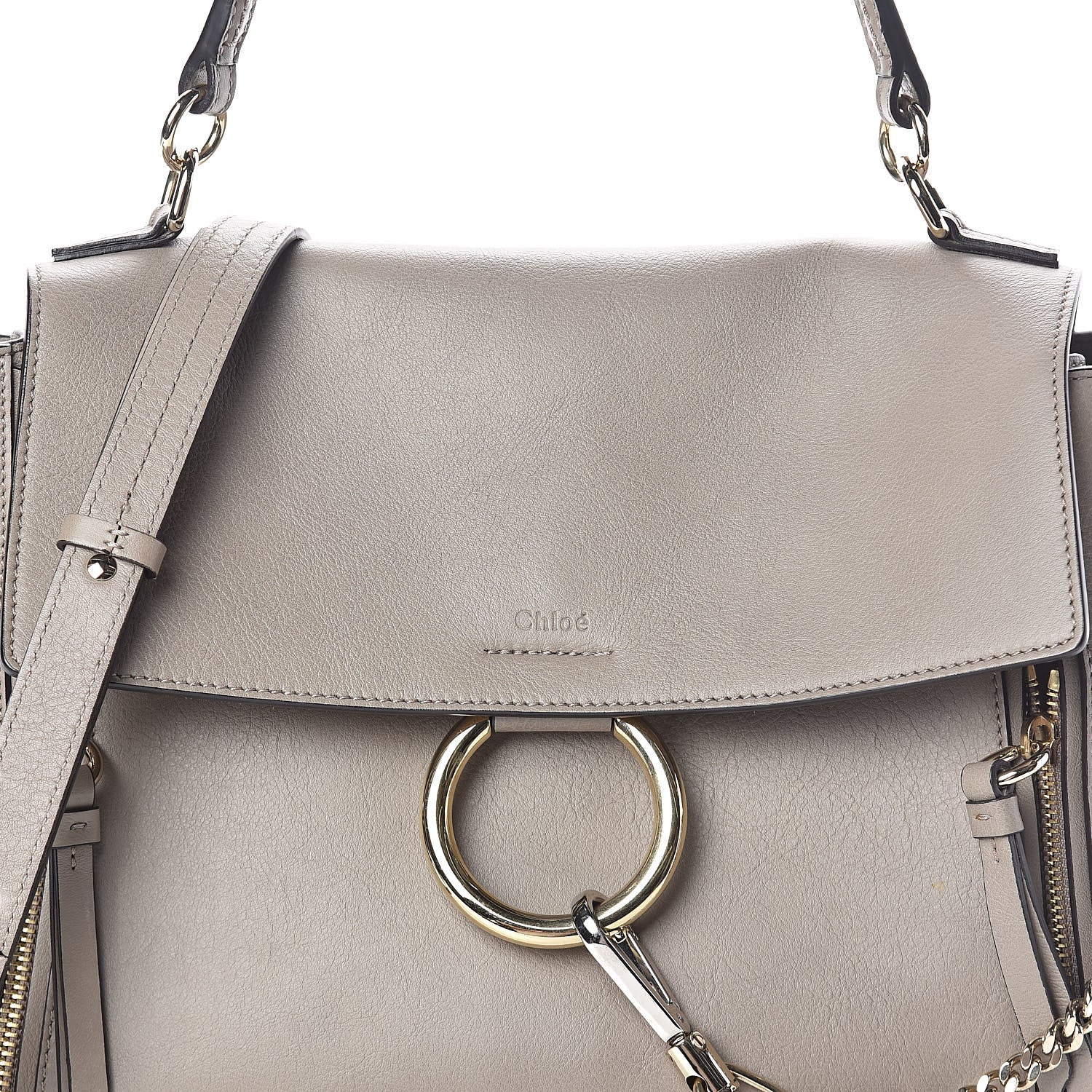 Chloe Calfskin Medium Faye Day Shoulder Bag Motty Grey 7 of 9