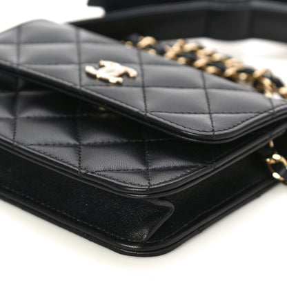 Chanel Lambskin Quilted Coco Bow Clutch With Chain Black 11 of 12
