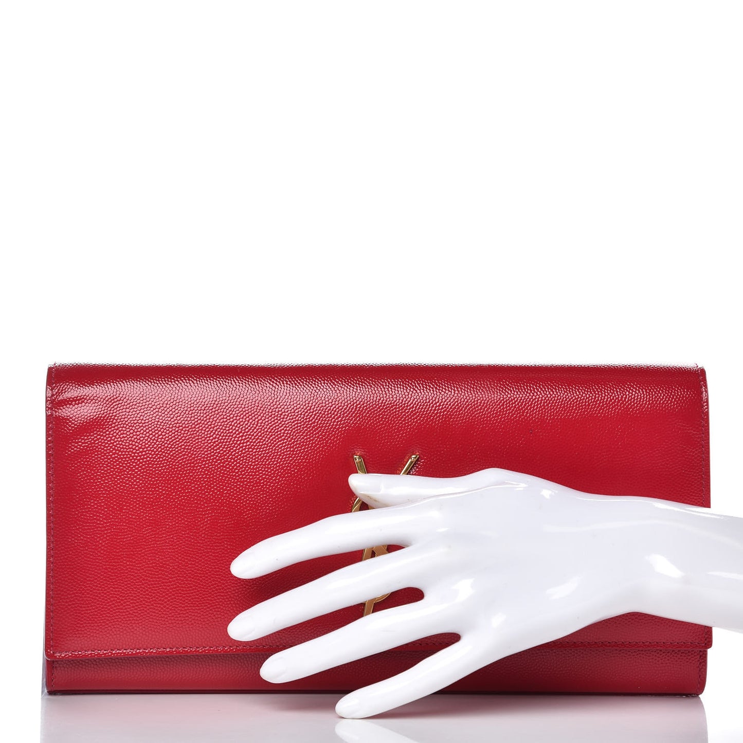 Patent Grain De Poudre Classic Monogram Cassandre Clutch Fuchsia
