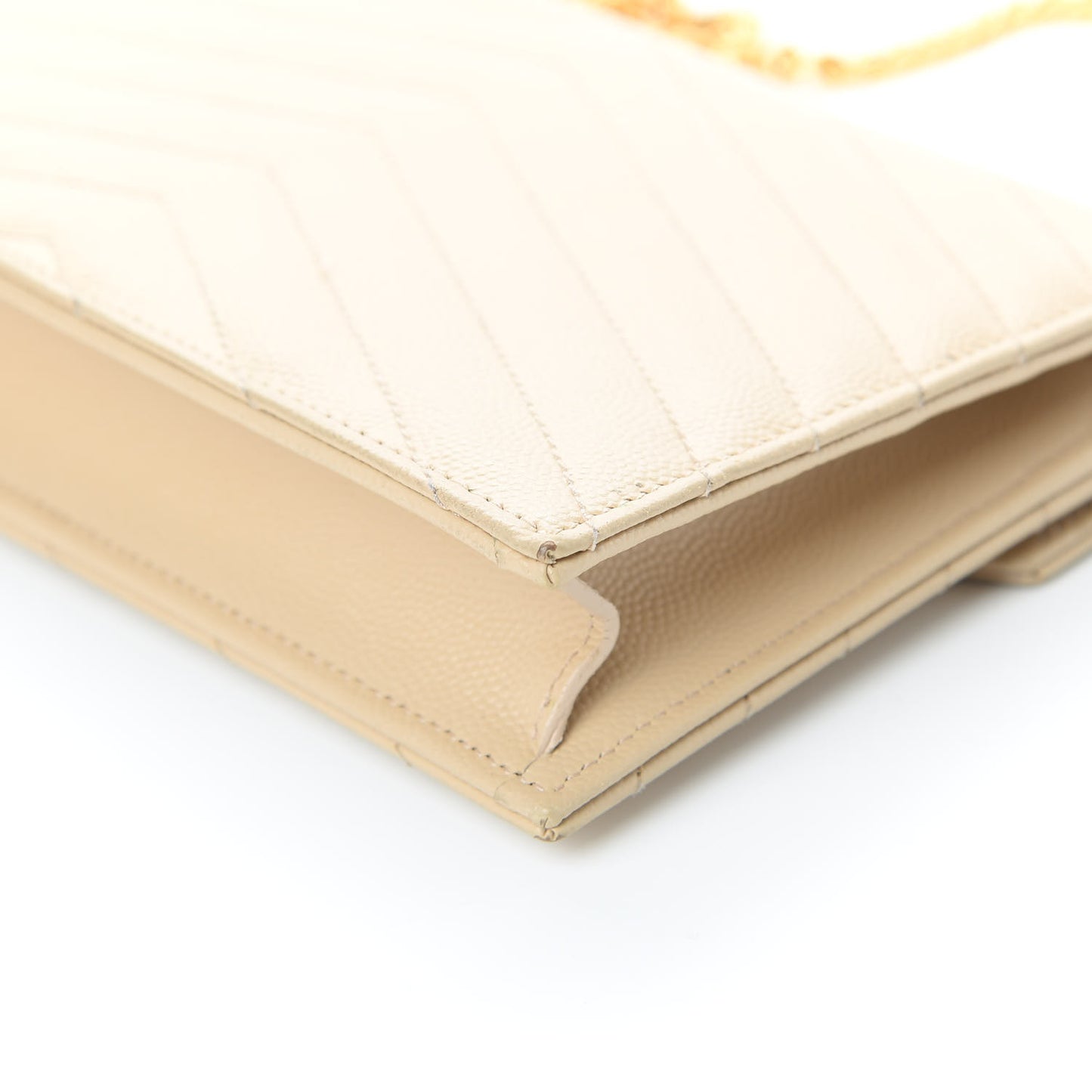 Grain De Poudre Matelasse Chevron Monogram Envelope Chain Wallet Nude Powder