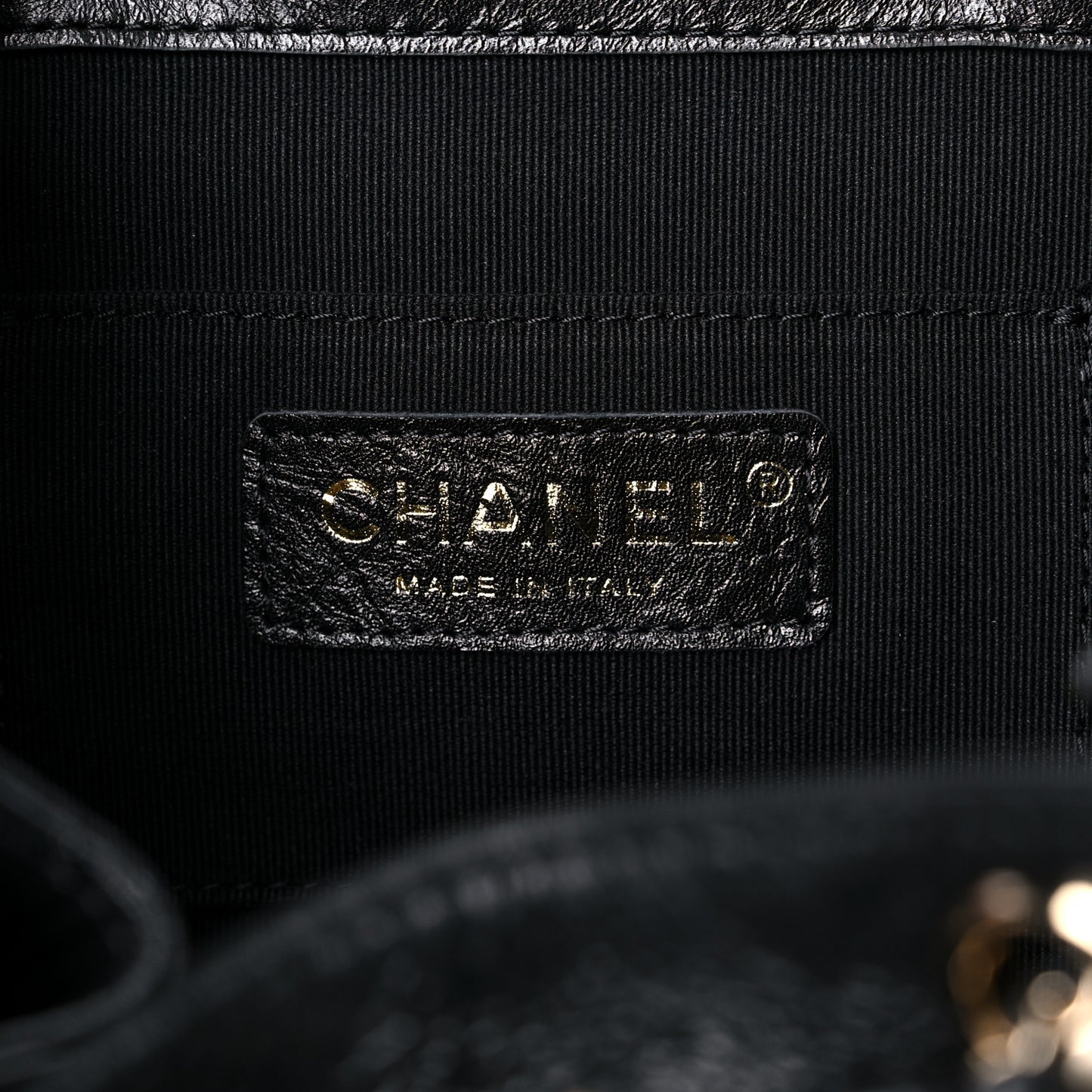 Glazed Aged Calfskin Quilted Small Duma Drawstring Backpack Black