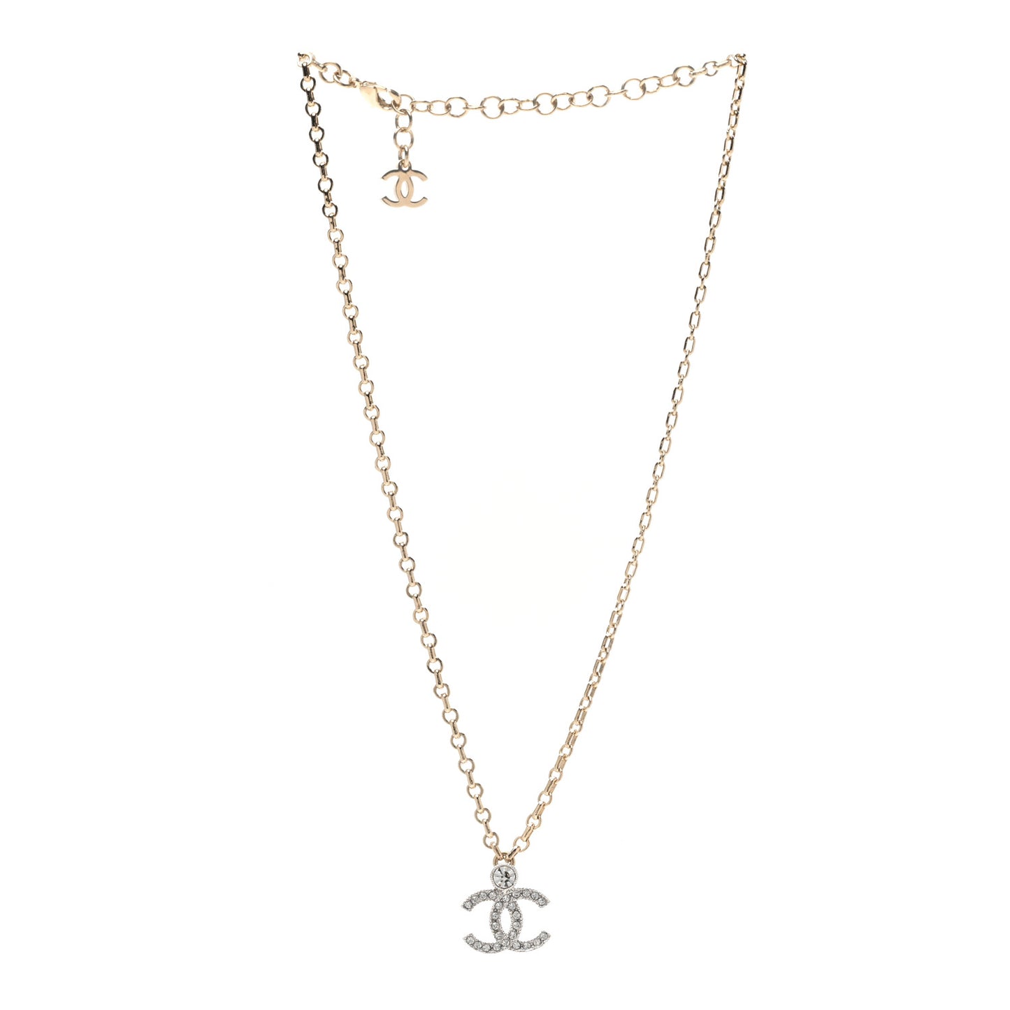 Crystal CC Pendant Necklace Gold Silver