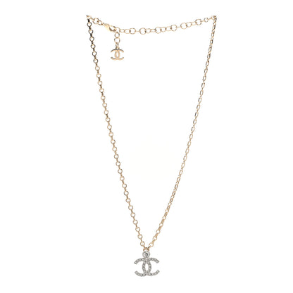 Chanel Crystal CC Pendant Necklace Gold Silver 3 of 6