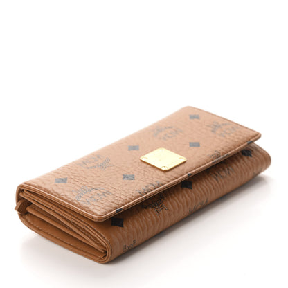 MCM Visetos Heritage Large Trifold Flap Wallet Cognac 4 of 7