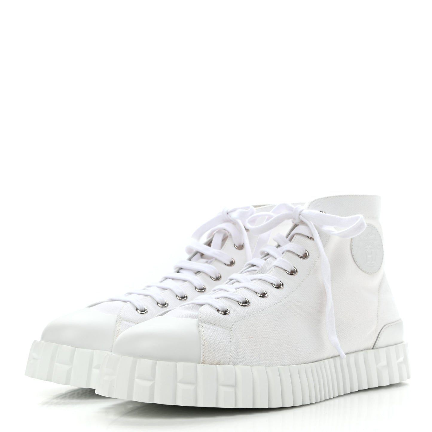 Canvas Calfskin Mens Climb Sneakers 42.5 White